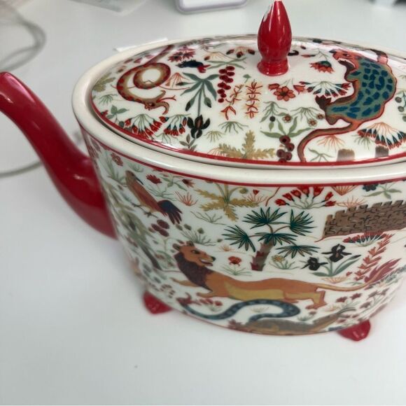 ANTHROPOLOGIE House of Hackney Trematonia Teapot Lion Menagerie Stoneware FLAW - Picture 7 of 12